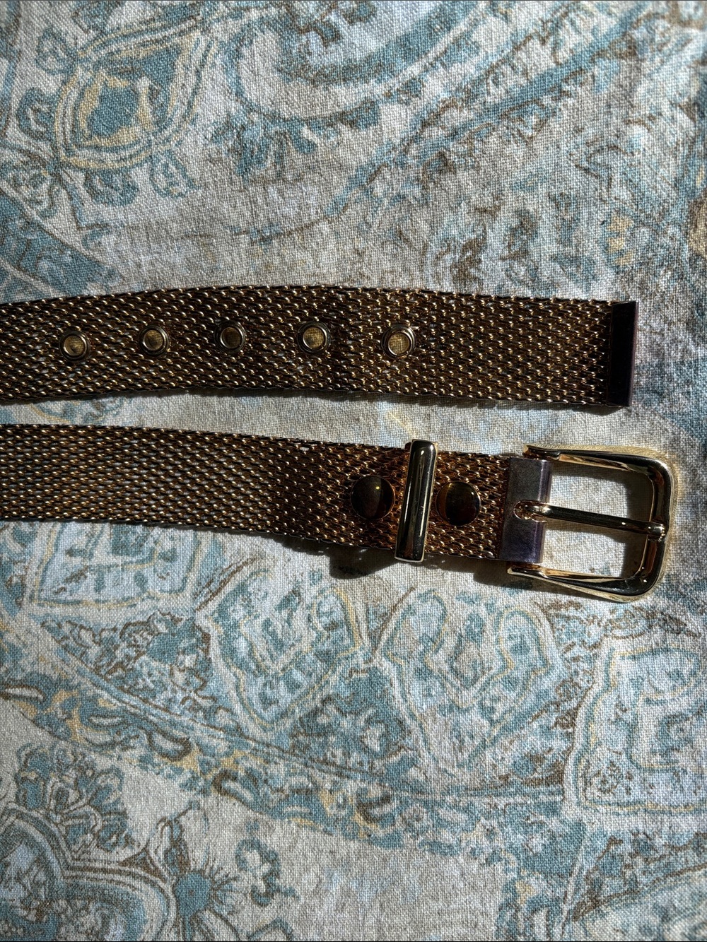 Vintage Shiny Gold Tone Metal Mesh Belt Retro Liquid Gold Statement Cinch Belt - Picture 12 of 13
